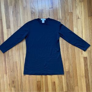 Pea Bee & Jae Navy Blue 3/4 Sleeve Shell Tee Women’s Size Small Slim Fit Stretch